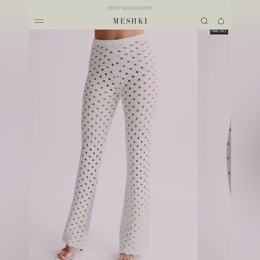Meshki Cream Openwork Knit Sweater